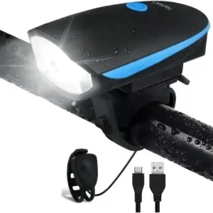 Luz Delantera Bicicleta LED 7588 Con Bocina Recargable 3 Modos